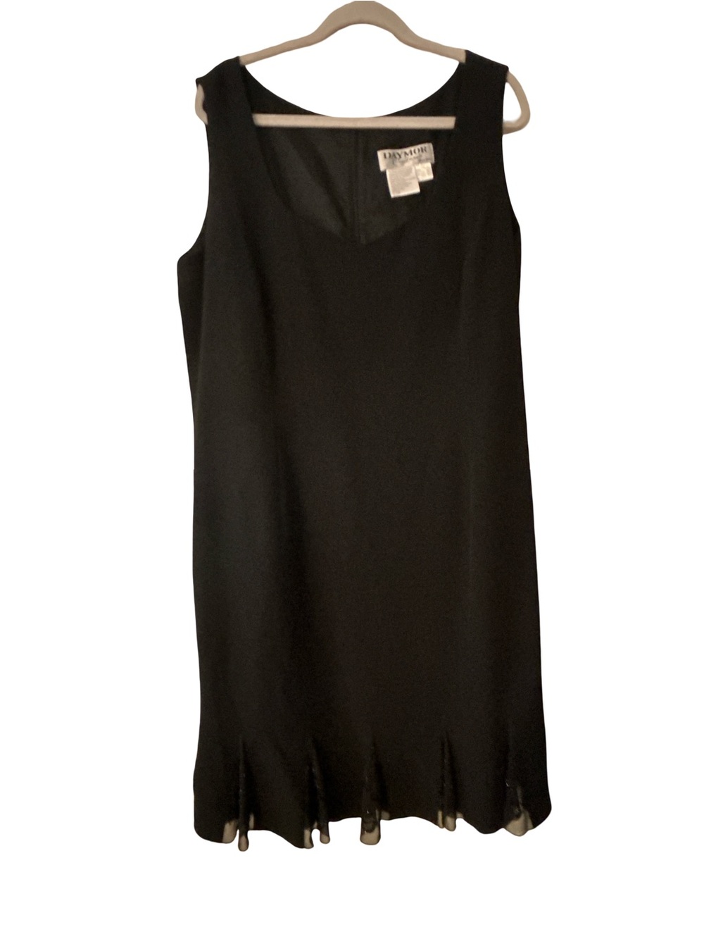 Daymor Couture Black Beaded Godet Flounce Hem Cocktail Dress Size 20 Wedding